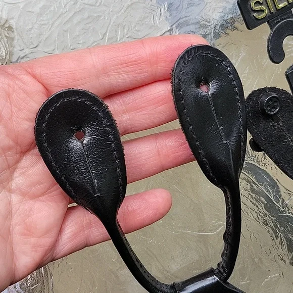 Tuxedo Black Satin Silk Genue Leather Adjustable Suspenders Made In England New - Picture 6 of 17